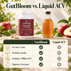 GutBloom Apple Cider Vinegar capsules compared with liquid ACV