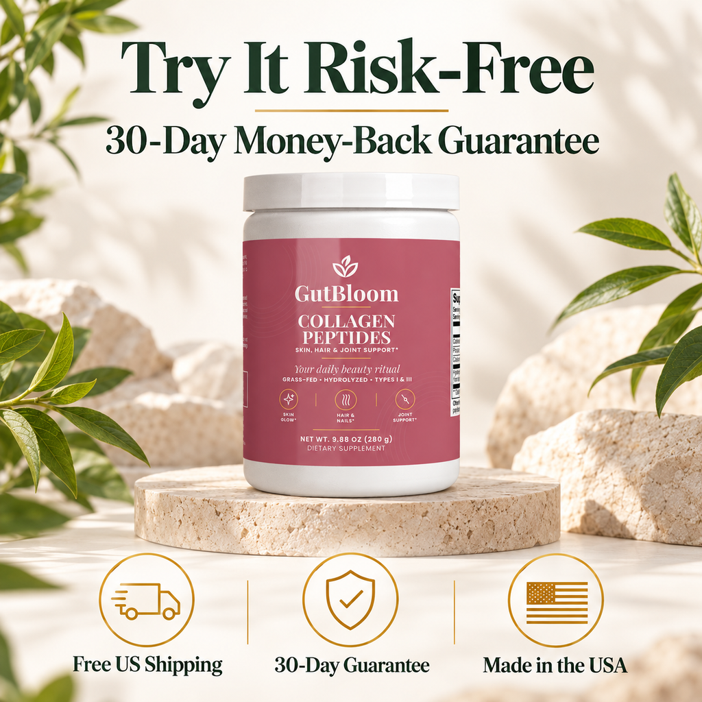 Try GutBloom Collagen Peptides risk-free with a 30-day money-back guarantee