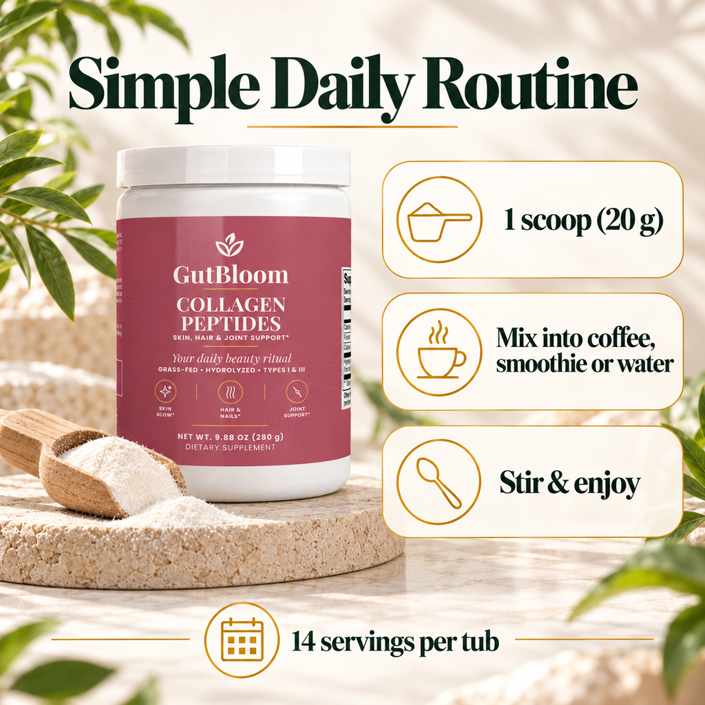Simple daily routine: 1 scoop mixed into coffee, a smoothie or water