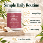 Simple daily routine: 1 scoop mixed into coffee, a smoothie or water
