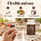 Flexible daily routine: 1 capsule, 1 to 3 times daily with meals