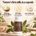 GutBloom Colostrum key facts: nature's first milk, standardized to 25% IgG