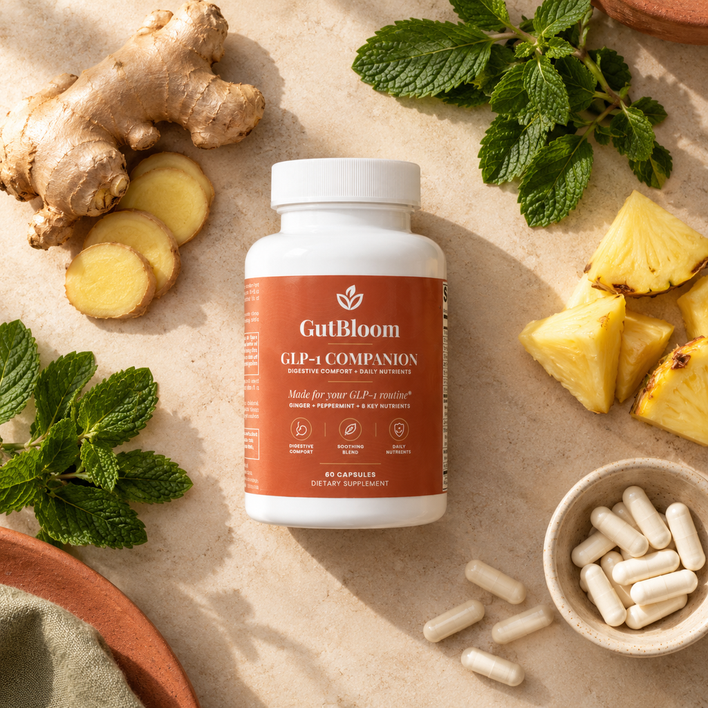 GLP-1 Companion with ginger, peppermint, pineapple and capsules
