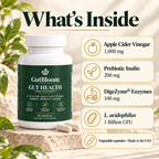 What's inside: apple cider vinegar, prebiotic inulin, DigeZyme enzymes and L. acidophilus