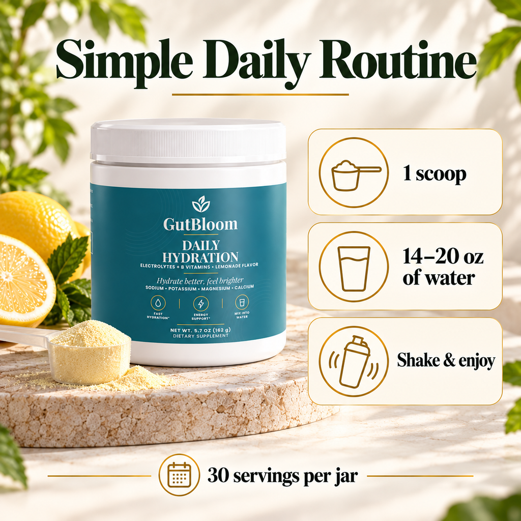 Simple daily routine: 1 scoop in 14 to 20 oz of water, shake and enjoy
