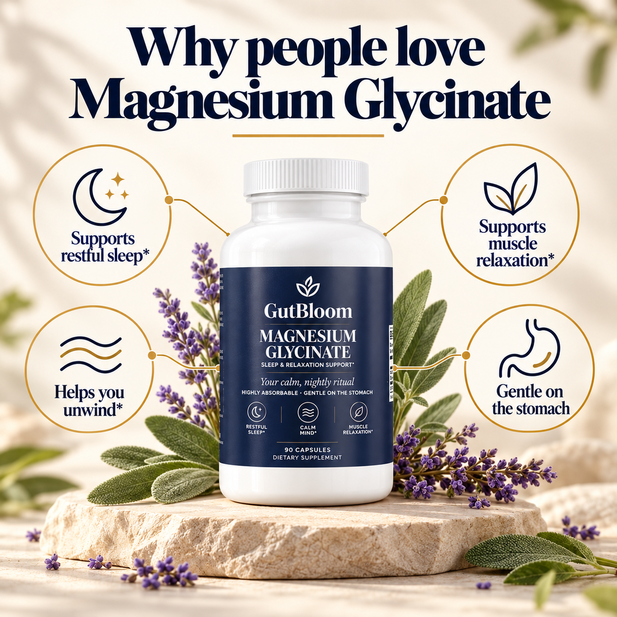 Why people love Magnesium Glycinate: restful sleep, unwinding, muscle relaxation