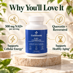 Why you'll love it: 500 mg NAD+ with quercetin and resveratrol
