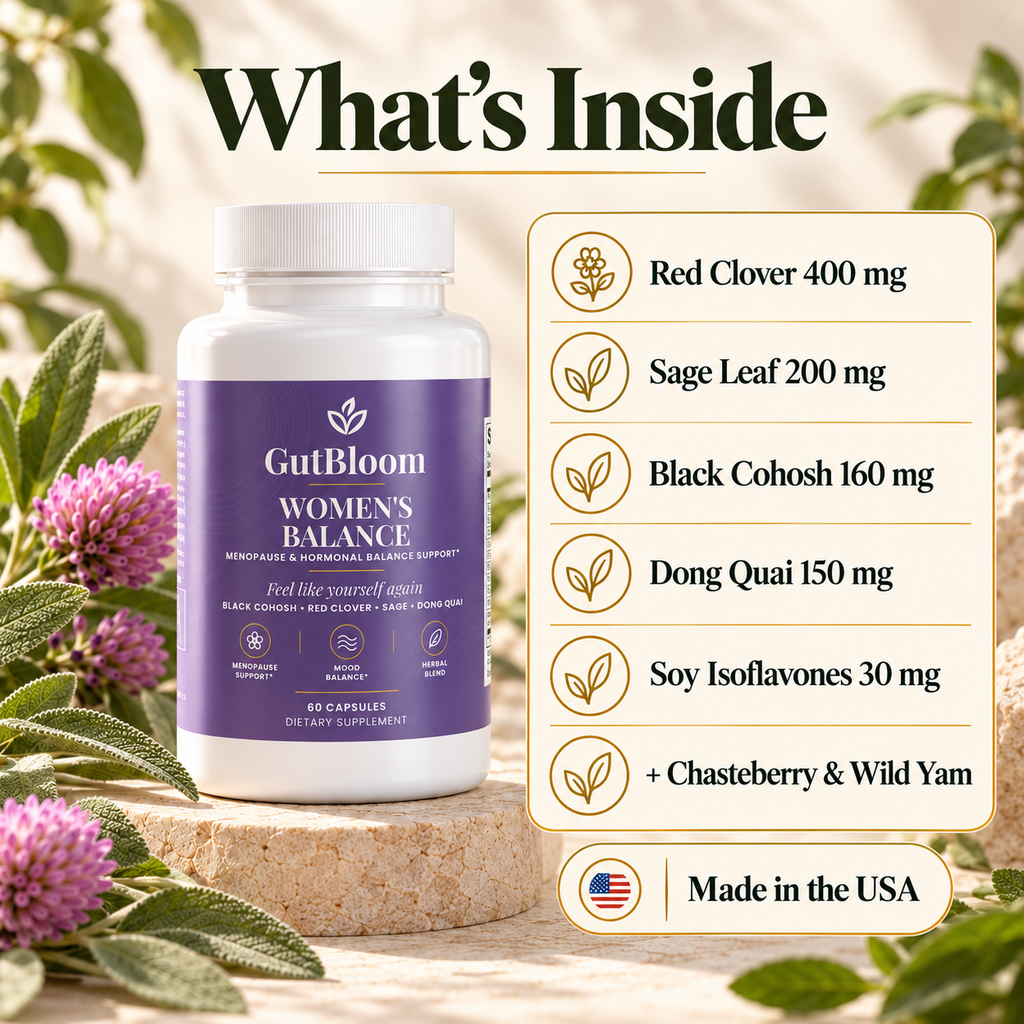 What's inside: red clover, sage, black cohosh, dong quai, soy isoflavones, chasteberry and wild yam